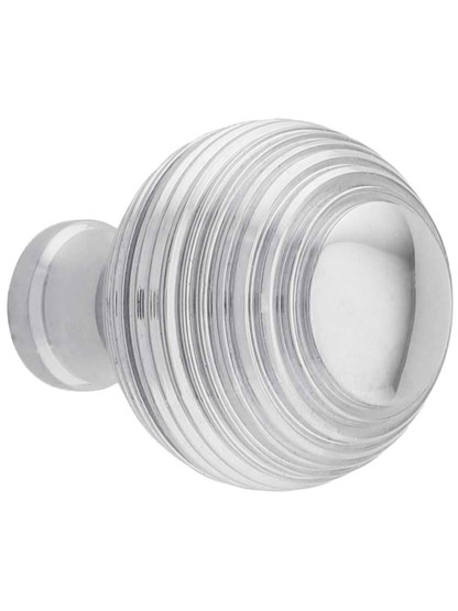 Solid-Brass Reeded Round Knob - 1 1/4 inch Diameter in Polished Chrome.